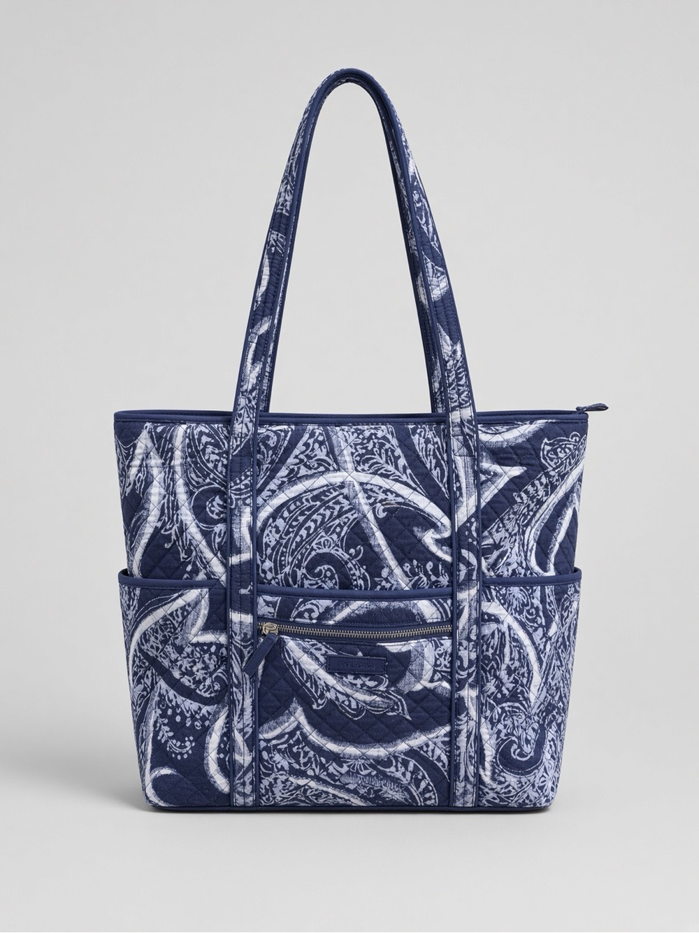 Vintage Vera Bradley Windsor Navy Zip Tote, Navy Paisley Retired